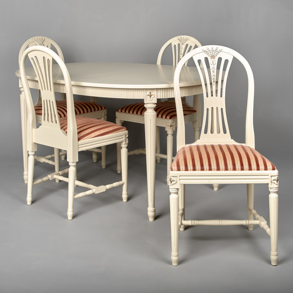 BORD + 4 STOLAR. Gustaviansk stil. Axet. 1900-talets andra hälft.