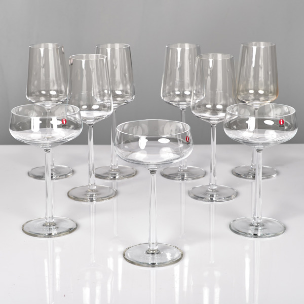 MATTI KLENELL. 6 rödvinsglas + 3 champagnekupor. Lempi. Iittala.