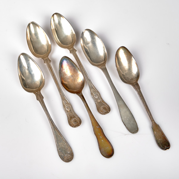 SILVERSKEDAR. 6 stycken. 1700-1800-tal.
