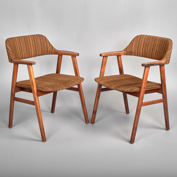 KARMSTOLAR. 1 par. Betsat lövträ. 1960-tal. 