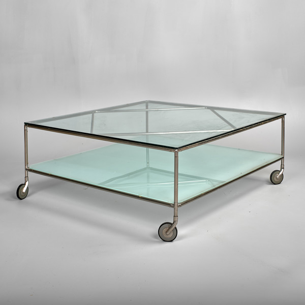 SOFFBORD. Glas och kromad metall. IKEA. 1980-tal.