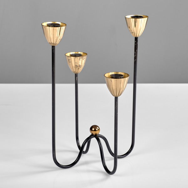 GUNNAR ANDER. Kandelaber. Mässing och svärtad metall. Ystad Metall.