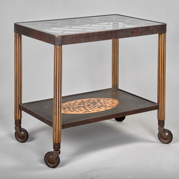 SERVERINGSVAGN. Björk med glasskiva. Art deco. 1920-30-tal.