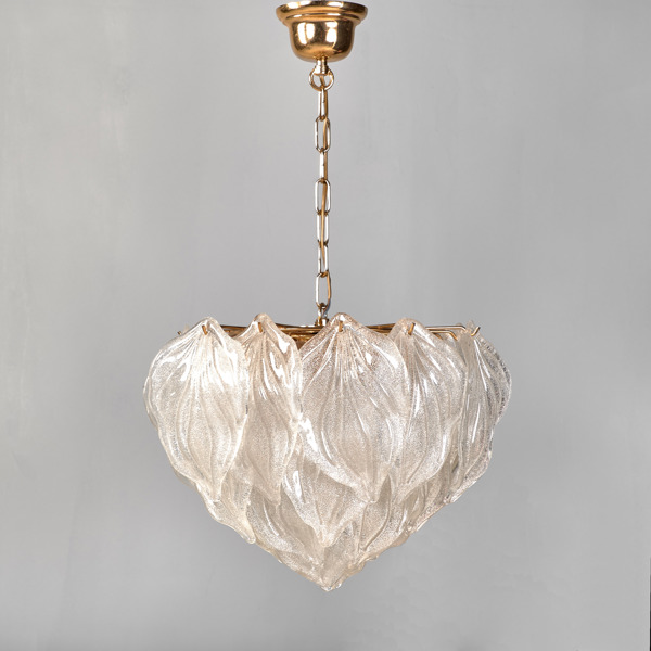 TAKLAMPA. Gulmetall och Muranoglas. MAZZZEGA. Novaresi.1960-tal. 