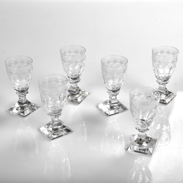 VINGLAS. 6 stycken. Odelberg Junior. Kosta.