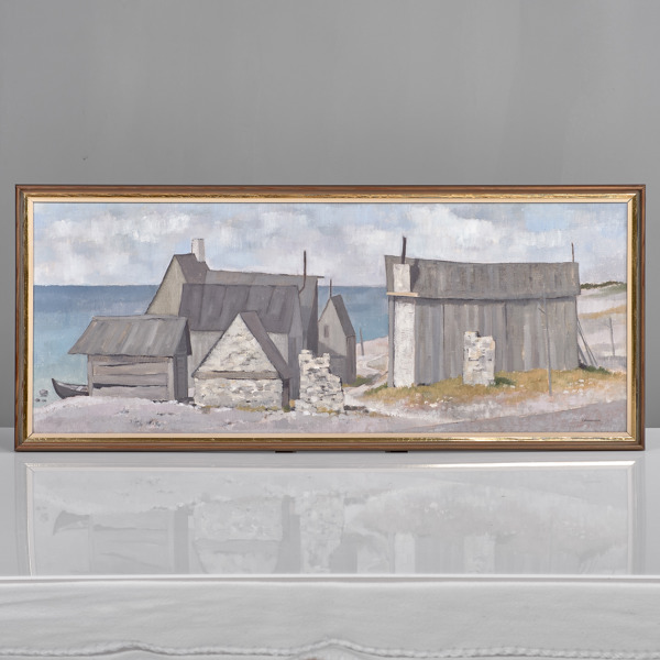 ÖRJAN HÅKANSSON. (1942-2021). Olja på pannå. Strandbodar Fårö.