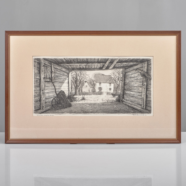 ERIK OLSSON. 1919-2007). Etsning. Norrgårde, Sproge.