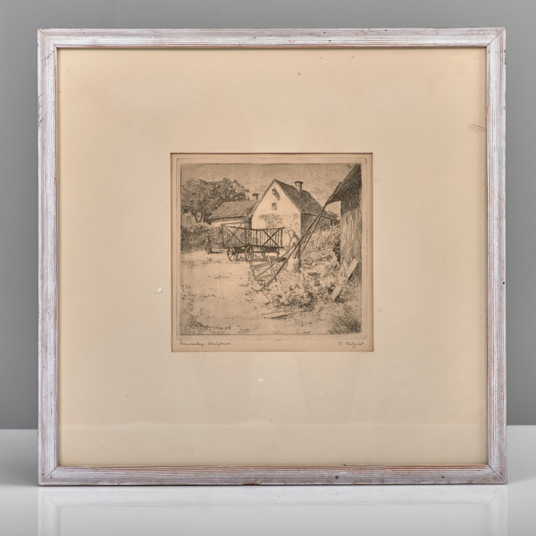 DAVID AHLQVIST. (1900-1988). Etsning. Sommardag Bringsarve.