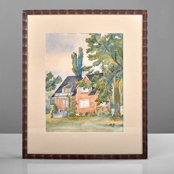 MONOGRAMSIGNERAD. Akvarell.