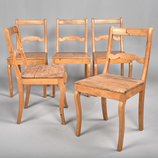 STOLAR. 5 stycken. Björk och furu. Gotland. Omkring 1900.