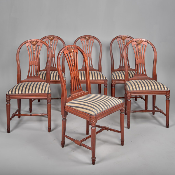 BORD + 6 STOLAR. Mahogny. Gustaviansk stil. Axet. Tibro Möbler.