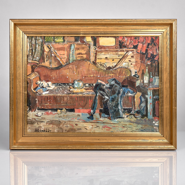 HJALMAR STRÅÅT. (1885-1971). Olja på pannå. Skälsö Fiskeläge.