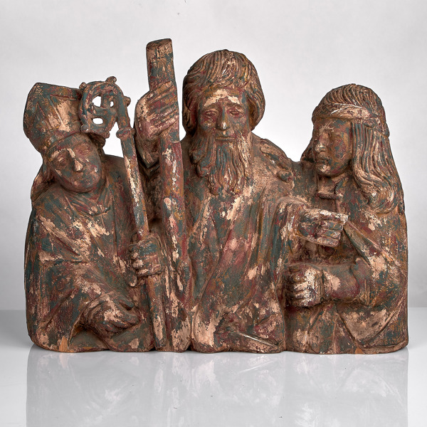 SKULPTURGRUPP. Kina. Skuren i trä.