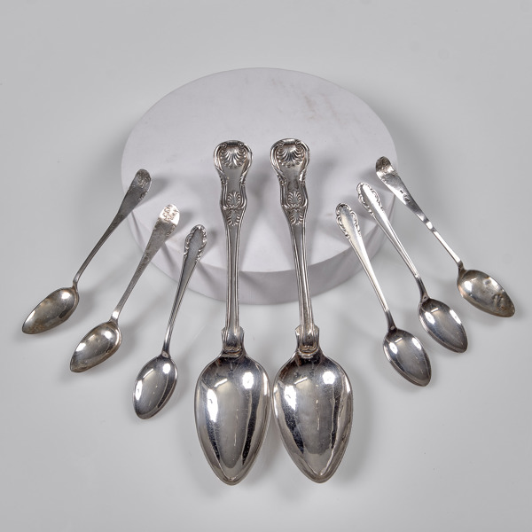 PARTI SILVERBESTICK. 2 Matskedar Johan Niklas Palm, Visby + 6 teskedar.