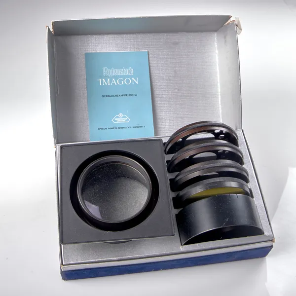 OBJEKTIV. Rodenstock-Tifenbildner Imagon H:5,8 f=420 mm A 2320788. 1949-50. Komplett i originalask.