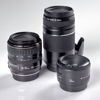 OBJEKTIV. 3 stycken. Canon. EF 50 mm 1-.1,8: II, EF 28-105 mm 1:3,5-4,5 och EF 75-300 mm 1:4-5,6 III.