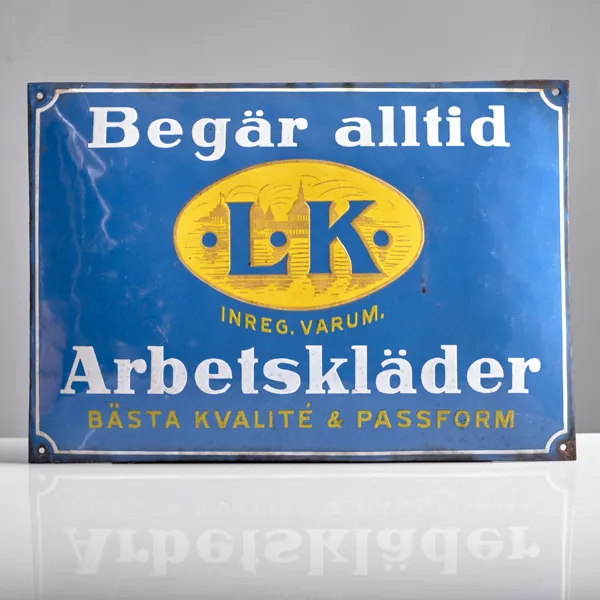 EMALJSKYLT. L.K. Arbetskläder.