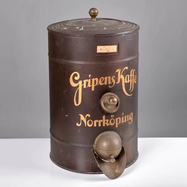 KAFFEBEHÅLLARE. Plåt. Gripens Kaffe Norrköping.