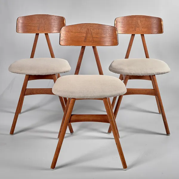 BENGT RUDA. 3 stolar. Teak. Nizza. IKEA. 1950-tal.