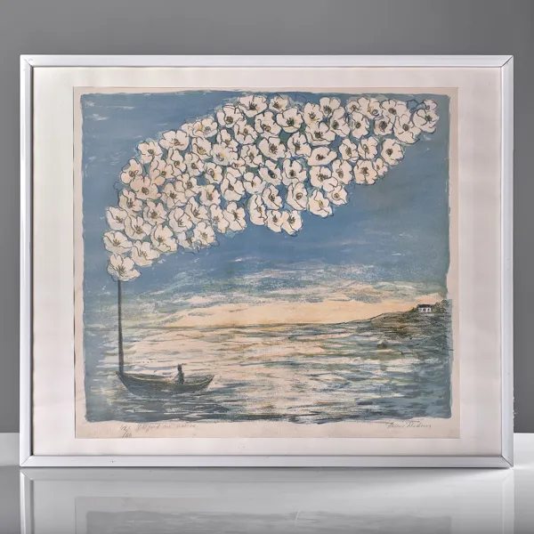 NAEMI ERIKSSON. (1920-2001). Färglitografi. Båtfärd.