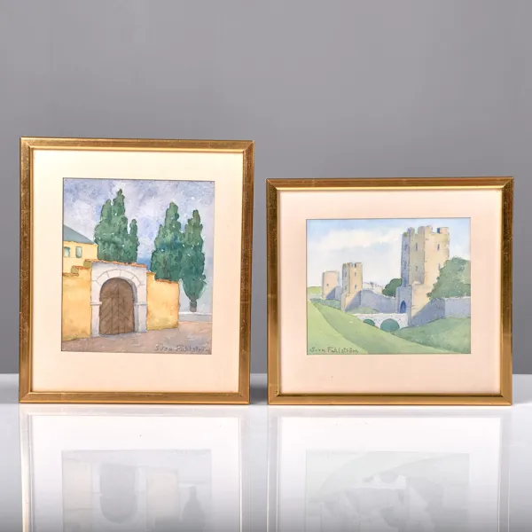 SVEN FAHLSTRÖM. (1891-1985). Akvareller. 2 stycken. Visbymotiv.