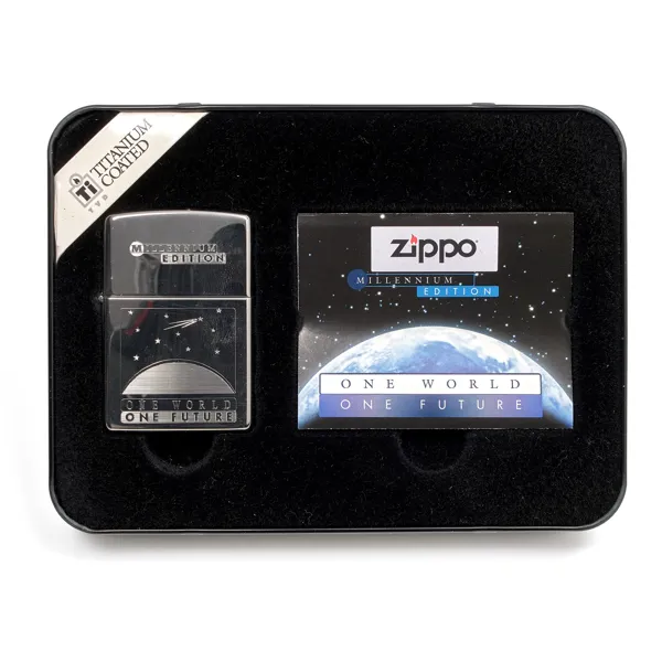 TÄNDARE ZIPPO. Collectible of the year. Millennium Edition. One World One Future. Titanium Coated.1999. 