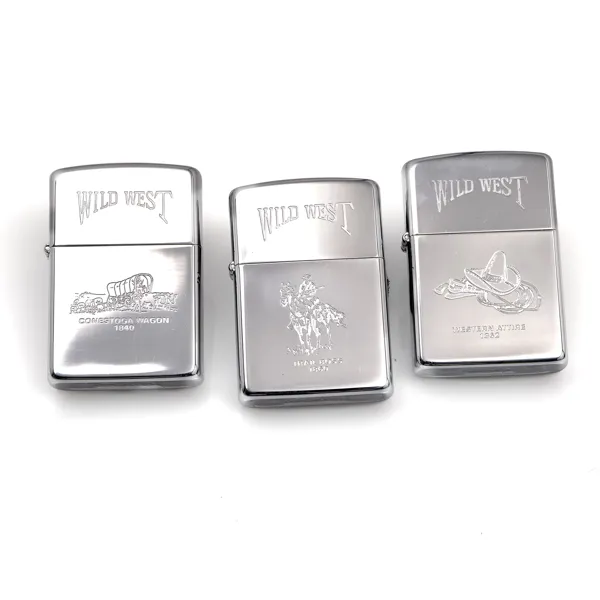 TÄNDARE ZIPPO. 3 stycken. The Wild West Series. 1991.