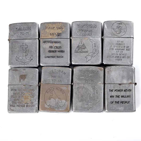 PARTI TÄNDARE. 7 Zippo och 1 Penguin. Vitenam. 1960-70-tal.