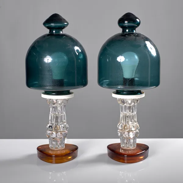 BORDSLAMPOR. 1 par. glas. 1960-70-tal.